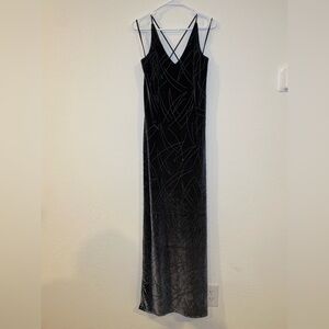 Vintage Sketch Black Velvet Evening Dress